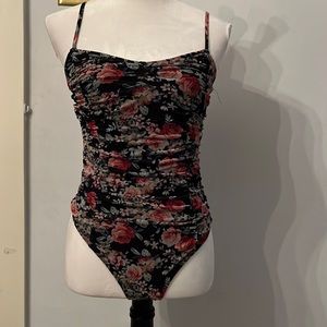 Double layered floral bodysuit